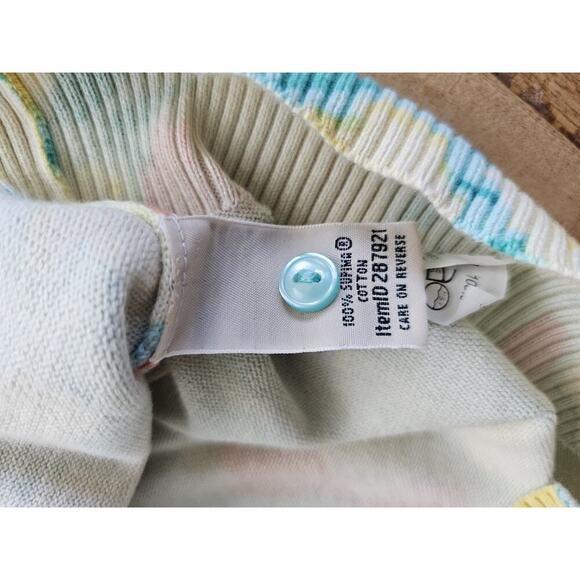 L.L Bean Floral Button Front Cardigan Sweater Cotton Women's M Cottagecore - Picture 7 of 9
